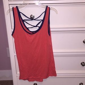 Coral and blue tank top